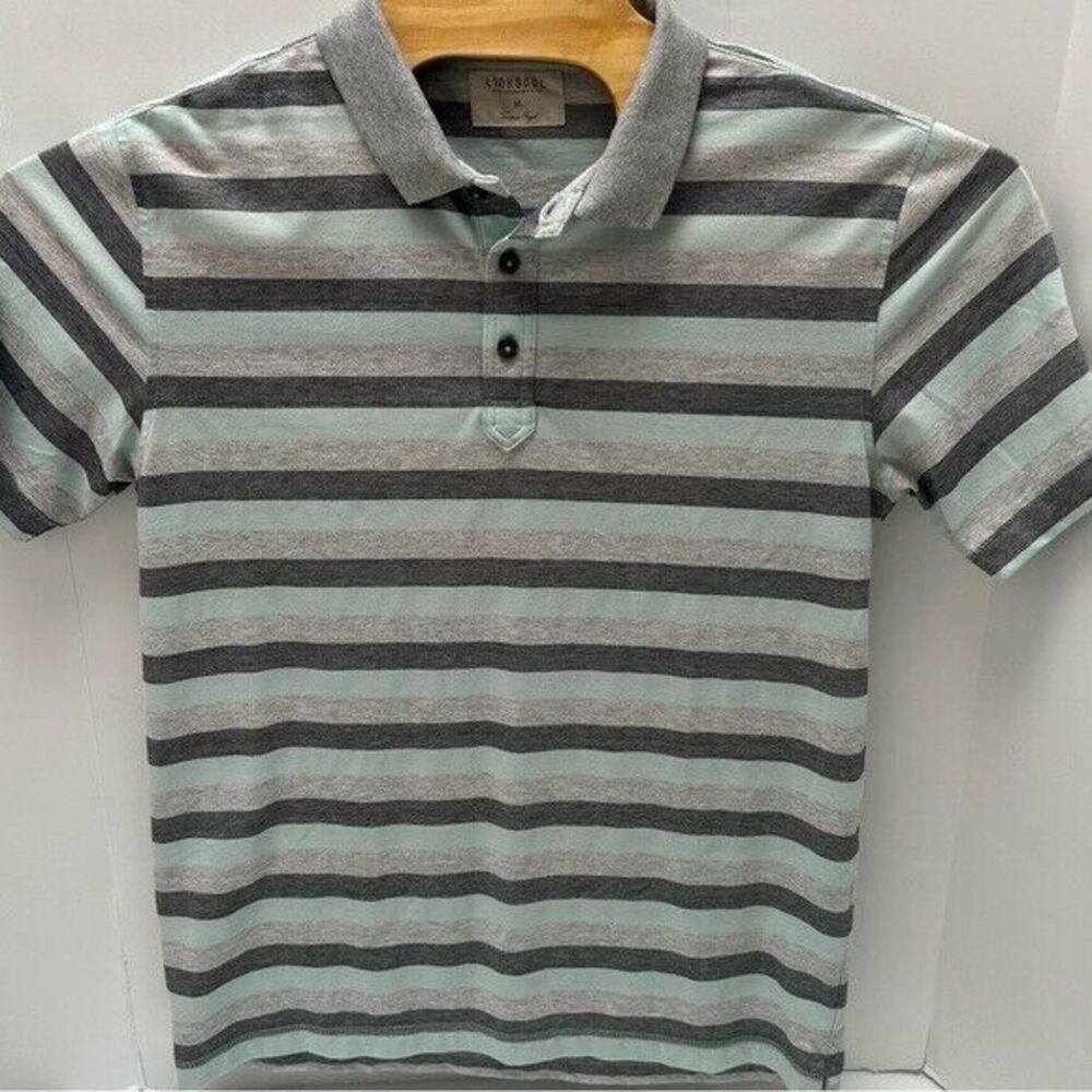 LinkSoul Luxury Cotton Striped Polo Shalimar‎ Pointe Size Medium